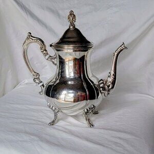 Vintage Poole EPCA Lancaster Rose 400 Silver Plate Coffee Teapot W/ Hinged Lid